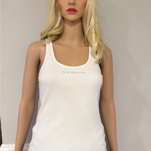 T21 White Tank Top with Slogan It’s All About Me - Picture 1 of 2